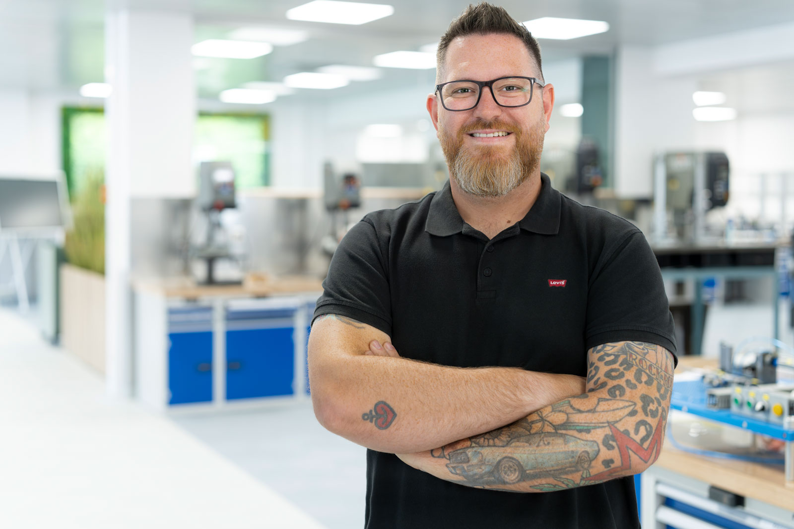 Our training manager Jonas in the future workshop