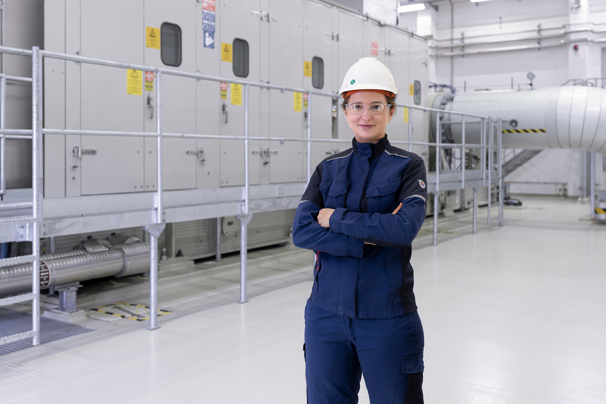 Our operations manager Hannah at the compressor station in Werne